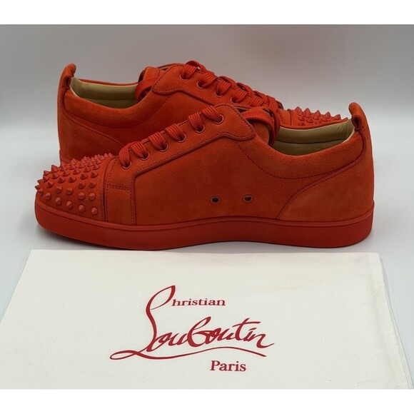 AUTHENTIC Christian Louboutin Junior Orange Suede Sneakers 44.5 EU 11.5 US main image 6